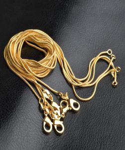 Vente de promotion Collier de chaînes en or 18K 1 mm 16 pouces 18 pouces 22 pouces 24 pouces 28 pouces 30 pouces Colliers de chaîne lisse mélangées 215 T26157229