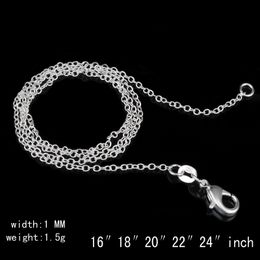 Venta de promoción 925 collar de cadena de plata 1mm 16in 18in 20in 22in 24in cadena cruzada collar de cadena collares unisex joyería 1349