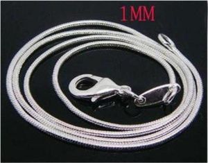 Vente de promotion 925 Collier à chaîne en argent 1,2 mm 16 pouces 18 pouces 22 pouces 24in Collier à chaîne lisse mélangée