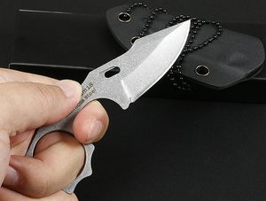 Promoción Cuchillo recto pequeño 5Cr13Mov Dibujo de alambre Hoja de punto de caída Mango de acero inoxidable de espiga completa Cuchillos de cuchillas fijas con Kydex