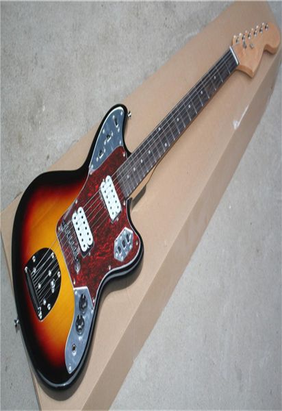 Promoción Tabaco Sunburst Jaguar Jazzmaster Guitarra eléctrica Perla roja Pickguard Diapasón de palisandro Dot Inlay Whammy Bar1067196