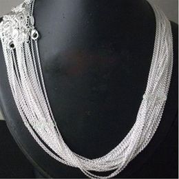 Promotion entière 50 pcs lot en vrac 925 estampillé argent plaqué 1mm lien rolo chaînes 16 18 20 22 24 pouces 925 bijoux pour femmes 211n