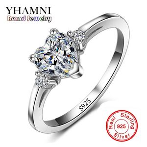 Promotie!!! Groothandel Real 925 Zilveren Hart Trouwring Fijne Sieraden Inlay Hart CZ Diamant Verlovingsringen Voor Vrouwen RX008