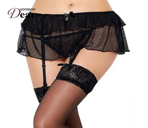 Promotion femmes culotte de sous-vêtements PK510 noir 2 Styles maille dentelle jarretière haut Sexy Tanga grande taille Garter2699273