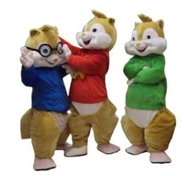 Promotionele Alvin en Chipmunk mascottekostuum handgemaakte pakken feestjurk outfits kleding advertentie promotie carnaval