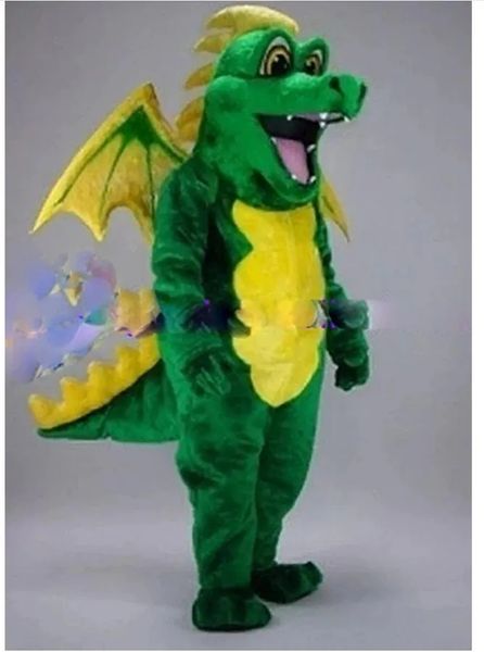 Costume de mascotte de Dragon vert mignon, costumes faits à la main, tenues de fête, vêtements de Promotion publicitaire, carnaval