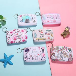 Porte-cartes de cadeau promotionnel Sacs de pièces de monnaie Filles rose mignon dessin animé créatif PU biologique zéro portefeuille porte sac mini sac enfant petit sac à main