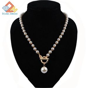Articles promotionnels mode imitation collier de perles chaîne CCB croix collier de perles collier fille bijoux 313N