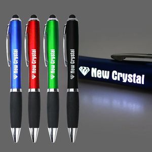 Promotionele multifunctionele Light Up-pen Op maat gemaakte soft-touchscreen-stylus LED-balpen 240129
