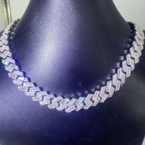 Lang Cubaanse ketting diamant 15 mm S925 Moissanite geclusterde kettingen ketting