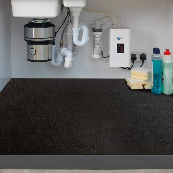 Procenction noire sous le tapis d'évier étanche de couche de feuille de feuille de cuisine doublure de fuites lavables déverse de tapis de tapis de plateau absorbant