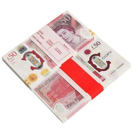 Prop argent imprimé argent jouets livre britannique GBP britannique 50 copie commémorative billets en euros pour enfants cadeaux de Noël ou film vidéo5MMC