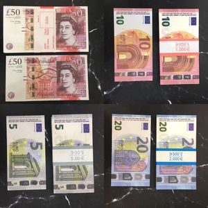 Prop Money Toys Uk Euro Dollar Livres GBP British 10 20 50 faux billets commémoratifs jouet pour enfants cadeaux de Noël ou film vidéo 1007230028IQ4H