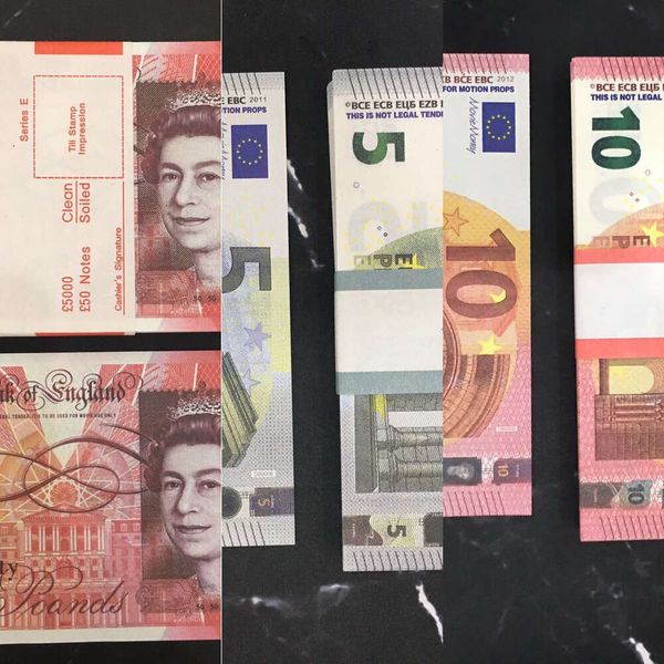 Prop Money Toys UK Euro Dollar Pounds GBP British 10 20 50 Commémorative Fake Notes Toy for Kids Christmas Cadeaux ou Video Film 100pcs / PackBQTD5WM69HLL