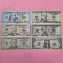 Prop Money Dollars américains Fournitures de fête Faux argent pour jouets de nouveauté en papier 1 5 10 20 50 100 dollars Monnaie Faux argent de film pour l'enseignement des enfants