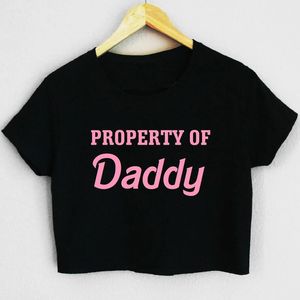 Propriété de papa femmes haut court Y2k accessoires t-shirt vêtements gothiques mode d'été papa fille t-shirts dames Streetwear 240313