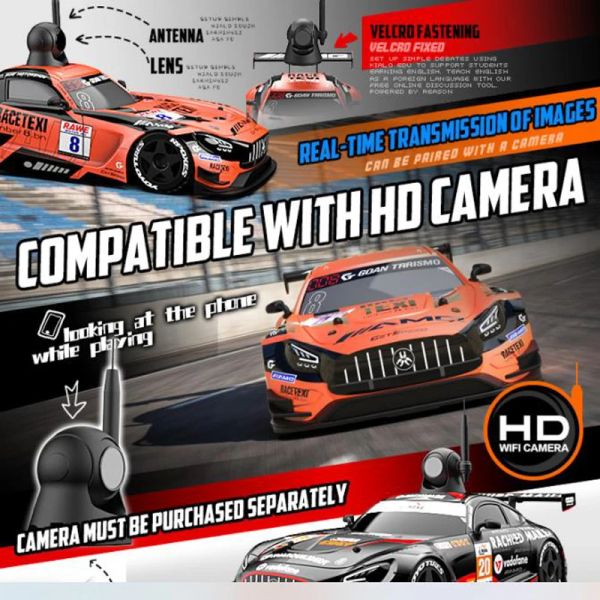 Voiture à distance proportionnelle 2,4 g avec caméra HD Wifi Drift Racing Car Gyro Haute vitesse 30 km / h Rallye de championnat Car 4WD Toys
