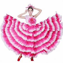 prospérité Frs Blooming Dance Performance Costume Atmosphérique Stade Prom Dr Lg Pétale Jupe Costume De Danse Chinoise Femmes i46k #