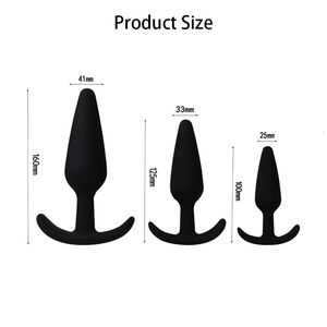 Masseur de prostate 3 bouchons en silicone de tailles différentes Anal Butt Plug Entraîneur de dilatation Jeux pour adultes Sex Toys pour hommes femmes 240227