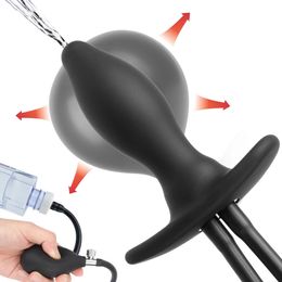 Masajeador de próstata Inflable Anal Plug Juguetes sexuales para mujeres Hombres 3 en 1 Limpiador de enema Dilatador anal Spray de agua Butt Plug 240105