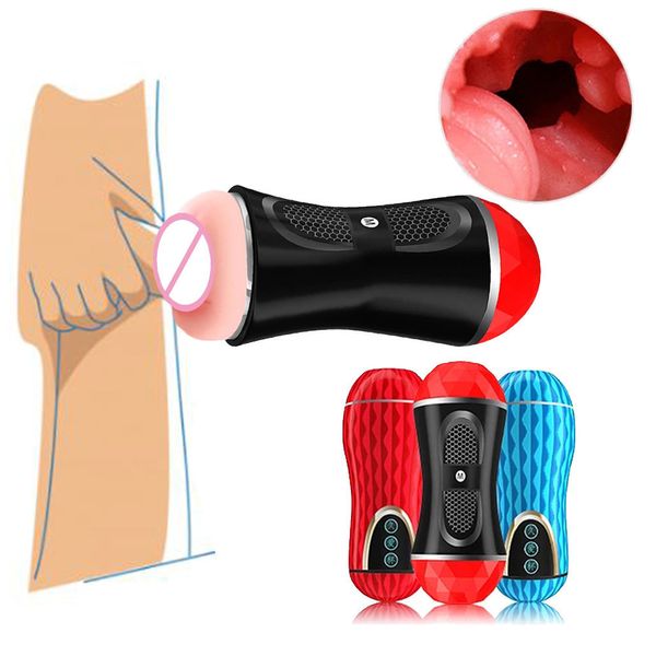 Masajeador de próstata Simulación giratoria mujer oral sexy y vagina Vibrador Masturbador masculino Dispositivo de cuidado del pene Vibradores Juguetes Artículos de belleza