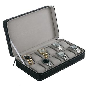 Portable 12 slots horlogedoos opbergdoos met ritssluiting multifunctionele armband horloges displaykistje horloges houder kistje grijs C190o