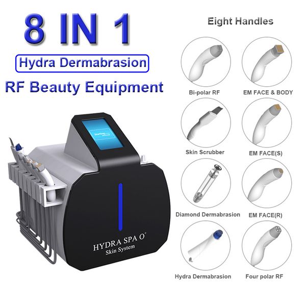 La peau portable Hydra Dermabrasion serre la machine anti-rides RF Équipement de beauté 8 en 1 Bio Lift Facial Nettoyage du visage Utilisation SPA