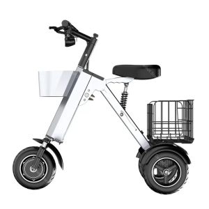 Triciclo eléctrico portátil para adultos, Scooter plegable de 3 ruedas, 36V, 450W, 10 pulgadas con amortiguador hidráulico
