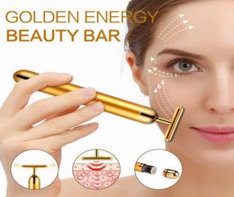 Protable Energy Beauty T Gold Bar Pulse Raffermissant Masseur Rajeunissement de la peau RollerMassager Derma Soins de la peau Élimination des rides H9203306