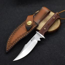 Cuchillo de cuchilla fija de Tang Full Protable 7CR13MOV Mango de madera de acero Tácticas Tácticas de supervivencia Caza de regalo al aire libre