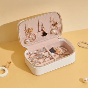 Caja de almacenamiento de joyería de cuero protable Cabecillo de collar de joya de joyas Cosméticos Organizador de belleza Box