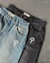 Protégez le streetwear jeans pantalons masculins américain harajuku hip hop lettre broderie vintage jeans baggy hauteur