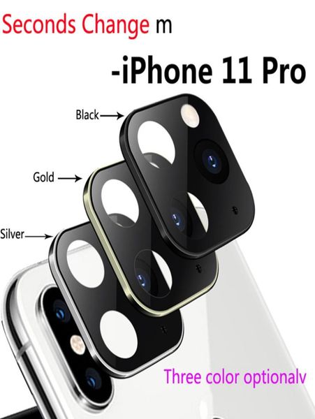 Protección de vidrio templado Cambio de segundos para iPhone 11 Pro Max Cubierta de lente de cámara para iPhone X XS MAX Caja de aleación de titanio Volver Came9385145