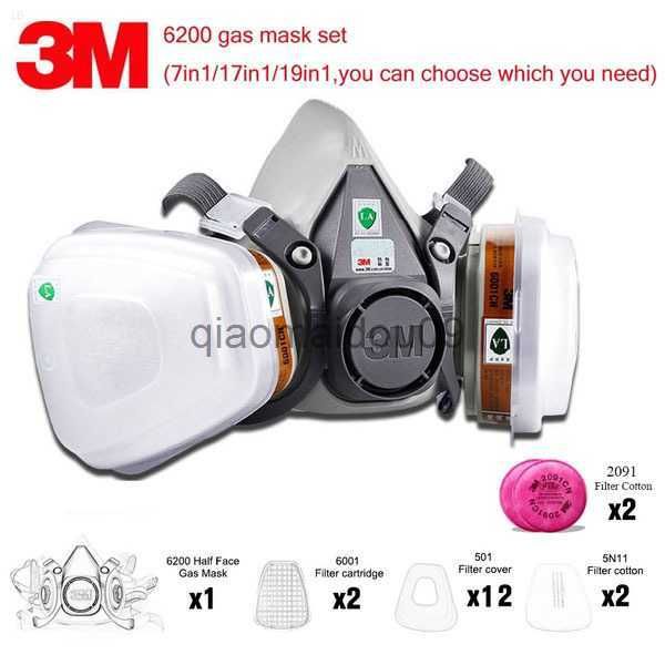 Vêtements de protection Masque à gaz 3M 6200 Demi-masque anti-gaz Série Combinaison assortie avec filtres 6001/2091/5n11 Protection chimique organique HKD230825