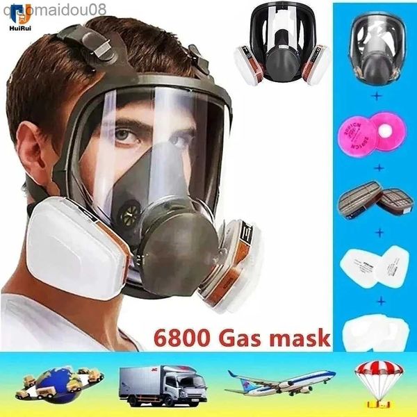 Ropa protectora 6800 pulverización industrial de cara completa Máscara de gas Filtro de trabajo de seguridad 3 en 1 Reemplazo de máscara facial completa a prueba de polvo HKD230826