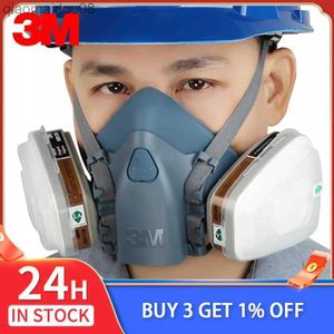 Vêtements de protection 7 en 1 Anti-gaz 3M 7502 Respirateur demi-visage anti-poussière Peinture Pesticide chimique Filtres assortis en laboratoire 6001 et 5N11 Coton HKD230826