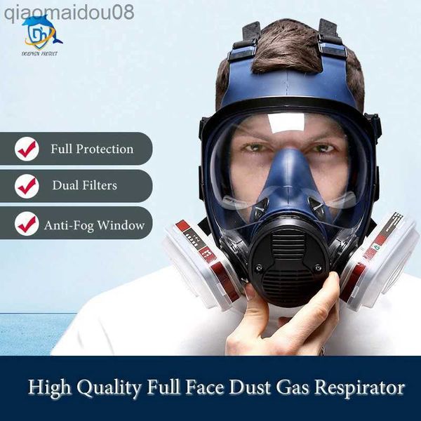 Vêtements de protection 7-en-1 anti-pollution couverture complète respirateur masque à gaz anti-poussière double filtres pour peinture pulvérisation soudage protection de sécurité au travail HKD230826