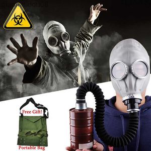 Beschermende kleding Volgelaatsgasmasker Chemisch gasmasker Grijs/zwart natuurrubber spookmasker met slangfilter Voor schilderen Spuiten Pesticide CS HKD230826