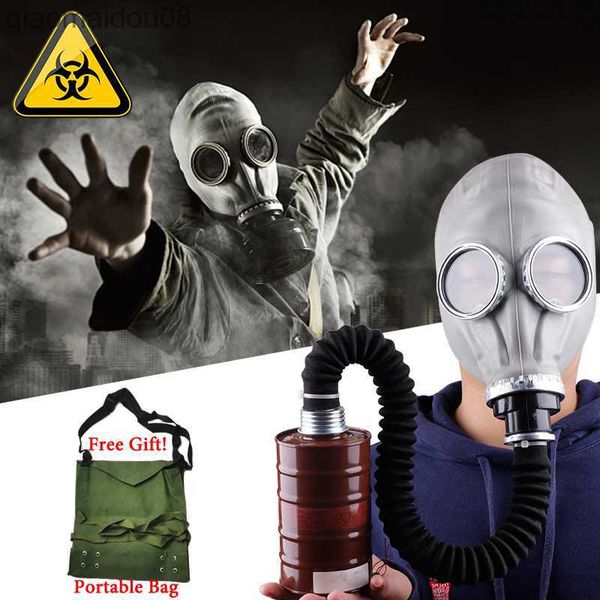 Vêtements de protection Masque à gaz complet Respirateur chimique Masque fantôme en caoutchouc naturel gris/noir avec filtre de tuyau pour peinture pulvérisation de pesticides CS HKD230826