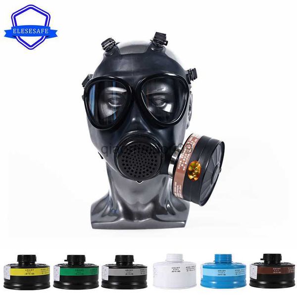 Vêtements de protection Masque à gaz complet Boîte de filtre en métal Respirateur chimique Masque en caoutchouc naturel pour la peinture Pulvérisation de pesticides Travail de soudage Coffre-fort HKD230825