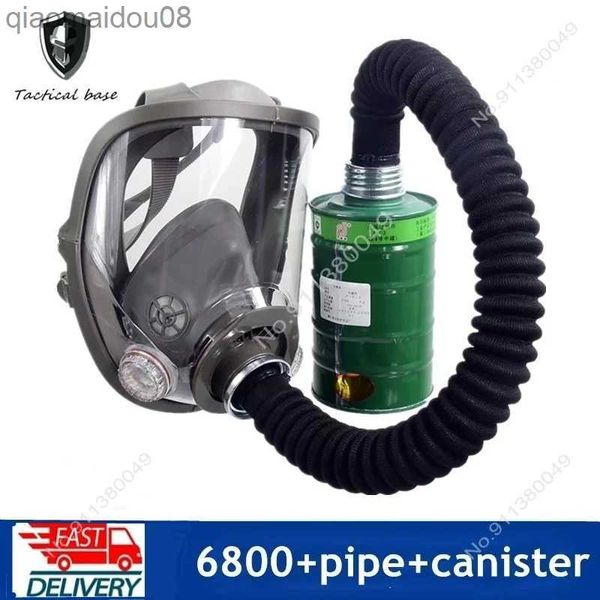 Vêtements de protection Masque complet masque à gaz 6800 avec tuyau de 0,5 m élément filtrant à charbon actif ignifuge résine de pesticide chimique à gaz organique HKD230826