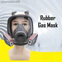 Vêtements de protection Masque à gaz en caoutchouc HYM-6200 Grand champ de vision Masque à gaz Masque de protection anti-huile et anti-éclaboussures HKD230826