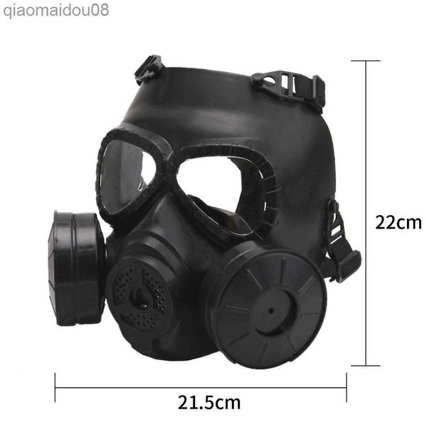 Vêtements de protection Nouveau masque de protection à gaz respirateur avec double ventilateur d'échappement pour Airsoft tactique CS jeu de survie en plein air Match de Paintball HKD230826