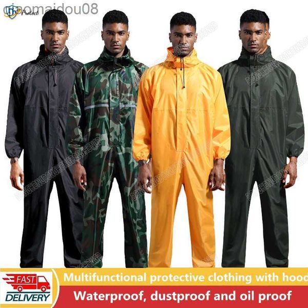 Vêtements de protection Nouvelle salopette imperméable chapeaux vêtements résistants à l'huile et à la poussière vêtements de sécurité de travail peinture imperméable vêtements d'usine global HKD230826