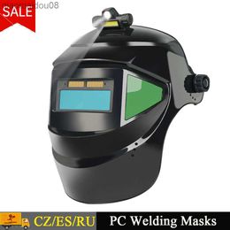 Beschermende kleding PC-lasmaskers Automatische variabele lichtaanpassing Grote weergave Ware kleuren Automatisch verduisterend lasgezichtsmasker voor booglassen HKD230826