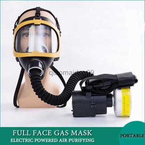 Ropa protectora Máscara de seguridad de trabajo de respirador de gas químico de suministro de aire eléctrico de cara completa portátil para soldadura industrial Pintura Pulverización HKD230825