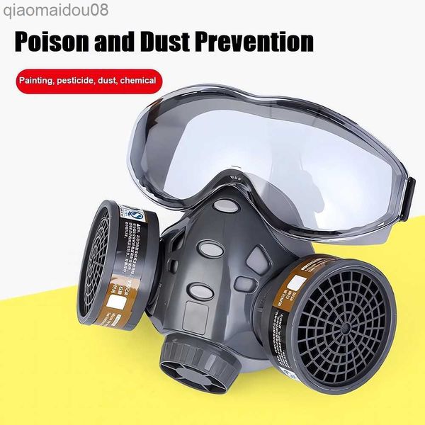 Ropa protectora Respirador Máscara de polvo químico Pintura de gas Pesticida Aerosol Caucho de silicona con filtros Válvula de respiración de cara completa para laboratorio HKD230826