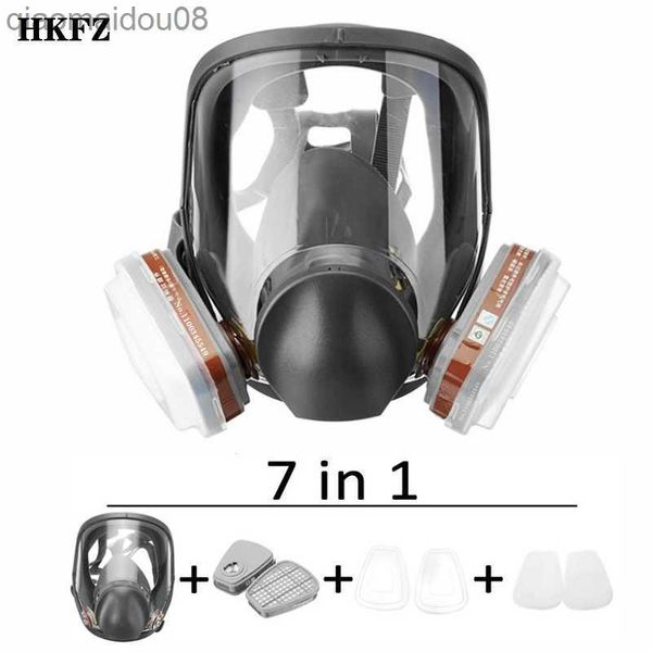 Vêtements de protection Masque à gaz SJL masque à gaz respirateur de peinture en aérosol industriel 7 en 1 6800 ensemble filtre de travail de sécurité masque complet anti-poussière Masque à gaz HKD230826