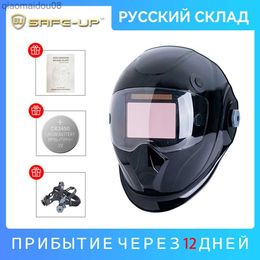 Ropa protectora Máscara de soldadura Vista grande Oscurecimiento automático Casco de soldadura solar 4 sensores Tapa de lente de soldadura Camaleón para TIG MIG MAG MMA Color verdadero HKD230826