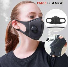 Masque de protection éponge anti-poussière anti-buée 3D masque noir avec valve respiratoire lavable réutilisable hiver Sports de plein air Warme